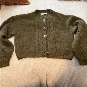 12th Tribe Olive Green Women's Sweater